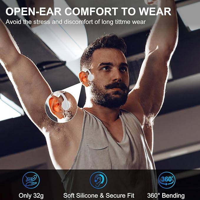 Bone Conduction Swimming Headphones,Wireless IPX8 Waterproof Open-Ear Headphone/Earphones, 32G Underwater Headset/Earbuds, Sports, Swimming, Diving