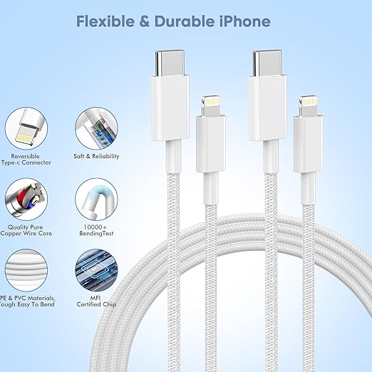 iPhone 14 Charger Fast Charging,Fast Charger i Phone 2Pack 10Foot Extra Long Braid Woven Cable Cord with PD Charging Block Cube for iPhone 14/13/13 Pro/12 Pro/12 Pro Max/11/Xs Max/XR/X/SE,iPad,AirPods