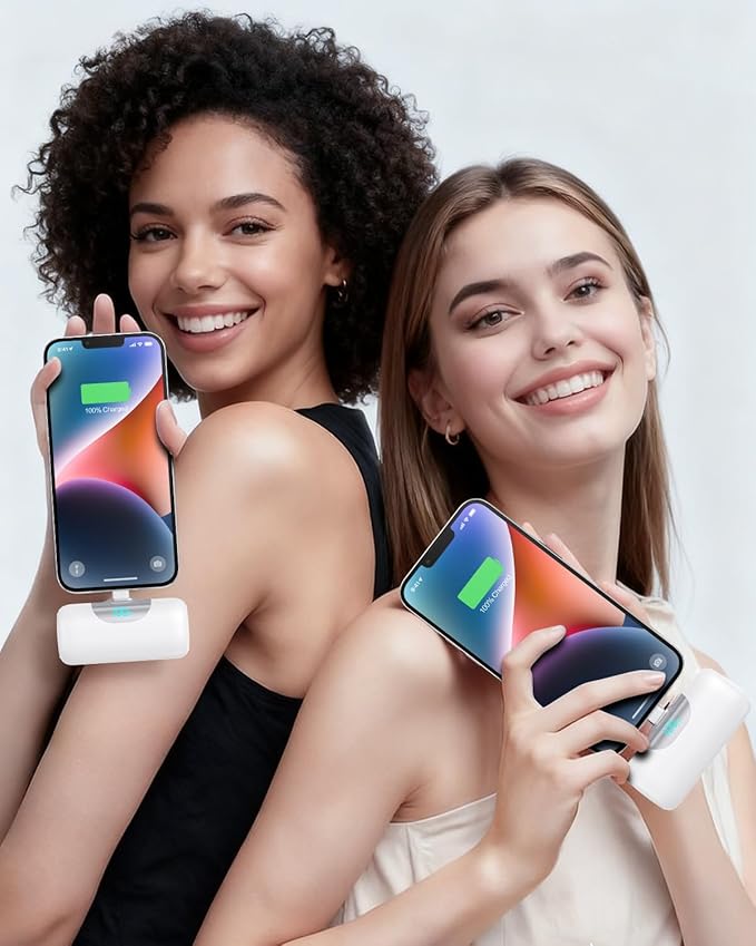 Mini Portable Charger for iPhone,Upgraded 22.5W PD Fast Charging 5500mAh Ultra-Compact Power Bank,LCD Display Plug-in Cute Battery Pack Travel Essentials for iPhone 14/14Pro/13/12/11/X/8/7/6 (White)