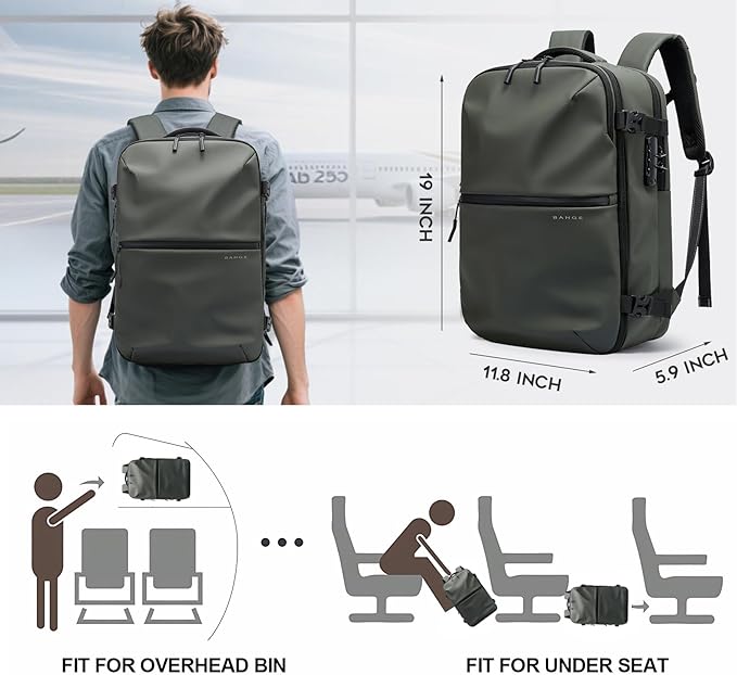 BANGE Travel Backpack with TSA lock version can hold 15.6 inch Laptop suitable Daily Commute and Overnight Flight Approved Anti-theft Bag