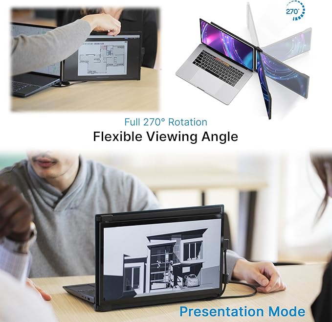 Portable Monitor for Laptops, New Mobile Pixels Duex Plus DS 13.3" Full HD IPS Dual Laptop Monitor, USB C/HDMI Plug and Play Laptop Screen Extender,Windows/Mac/Android/Switch Compatible