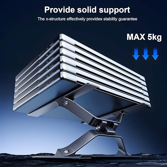 Adjustable Laptop Stand for Desk, Portable Laptop Riser, Ergonomic Computer Notebook Holder for MacBook Pro Air, Dell XPS, HP, Lenovo (13.3-17.3'') (Gray)