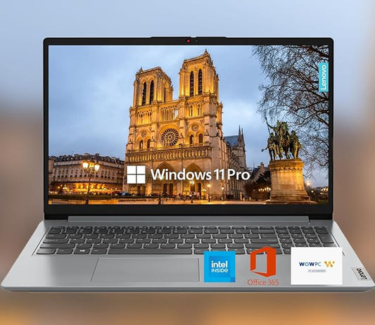 Lenovo 15.6" HD IdeaPad Anti-Glare Screen w/ 1 Year Microsoft 365, 1.1TB SSD, 36GB RAM, Windows 11 Pro, WiFi 6, HDMI, USB-C, Intel Processor, SD Card Reader, Up to 9.5 Hours Battery Life, w/WOWPC USB