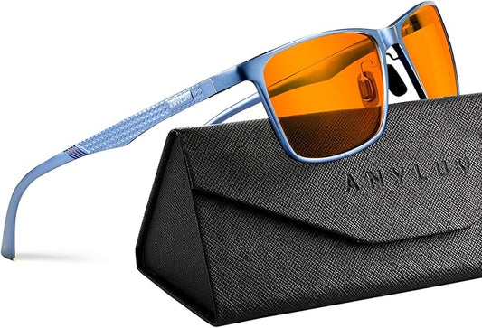 ANYLUV Blue Light Glasses Men, Relieve Eyestrain and Eye Protection, Al-Mg Metal Computer Blue Light Blocking Glasses