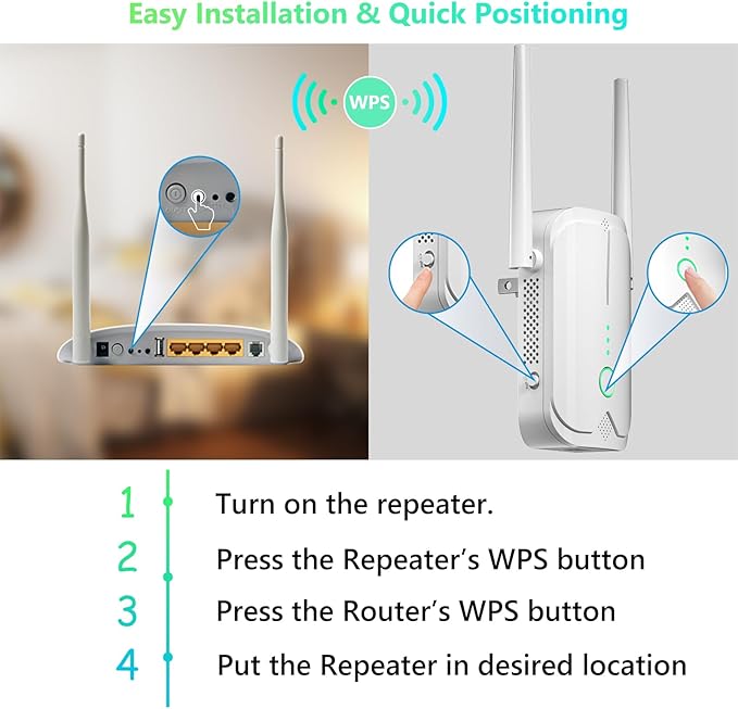 WiFi Extender Signal Booster Up to 9000sq.ft and 50+ Devices, WiFi Range Extender, Wireless Internet Repeater, Long Range Amplifier with Ethernet Port, 1-Key Setup, Access Point, Alexa Compatible