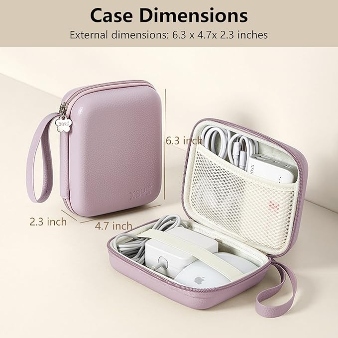 Charger Case for Macbook, Portable Tech Electronic Organizer Bag,Travel Storage Pouch for Laptop Accessories, MacBook Power Adapter, Charging Cords, USB Drives, Power Bank (Purple, L)