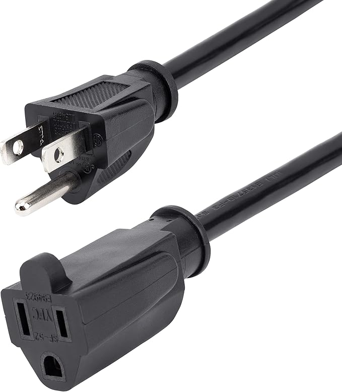 StarTech.com 1 ft. (0.3 m) Short Extension Cord - 125V at 13A, NEMA 5-15R to NEMA 5-15P - Power Extension Cord - Black - Extension Cable (PAC101)