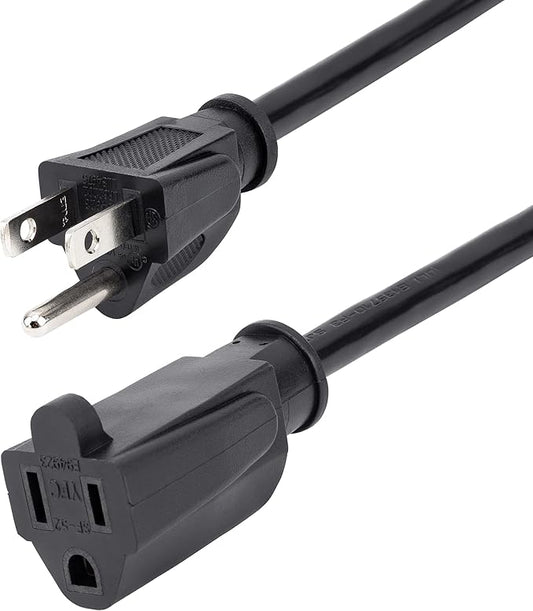 StarTech.com 1 ft. (0.3 m) Short Extension Cord - 125V at 13A, NEMA 5-15R to NEMA 5-15P - Power Extension Cord - Black - Extension Cable (PAC101)