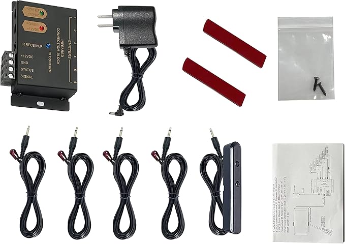 DEMAO ir Repeater Kit ，ir Extender ，Infrared Repeater System Kit Remote Controls Home Theater Out of Sight .Control 1 DMIR0106TA Ir Repearter Kit