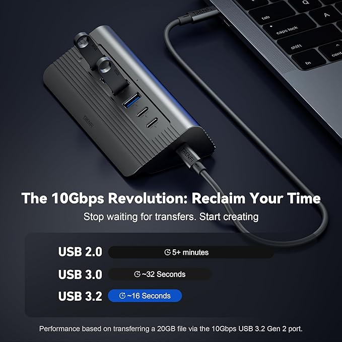 10-in-1 USB C Hub, 10Gbps USB 3.2 Gen 2 & 4K 60Hz HDMI Multiport Adapter | Docking Station with Detachable Cable, 100W Power Delivery, SD/TF for MacBook Pro/Air M4 M3, Dell XPS (Space Gray)