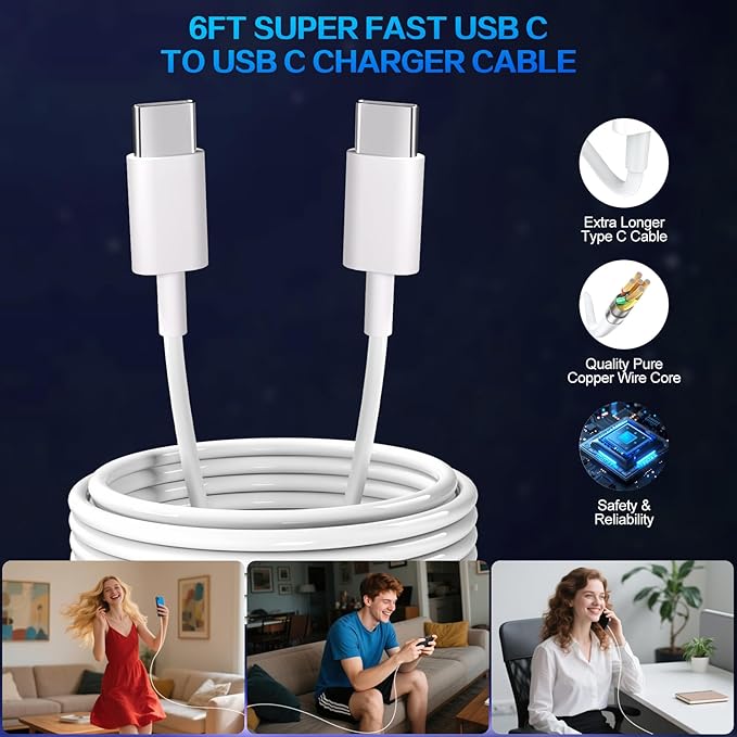 Fast iPhone 17 16 15 Charger Type C Charger Fast Charging Block,3Pack 20W Quick USB C Phone Chargers 6FT USB C Charging Cord for iPhone 17/17 Pro/17 ProMax/17 Air/16 Pro/16 ProMax/16e/15 ProMax/15Plus