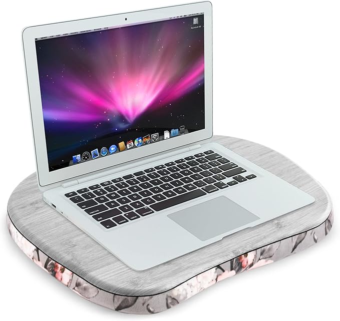 Lap Laptop Desk - Portable Lap Desk with Pillow Cushion, Fits up to 15.6 inch Laptop for Home Office Students Use as Computer Laptop Stand, Book Tablet(1-Light Grey)