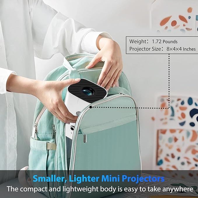 Mini Projector, Video Projector for Bedroom, Built-in Speaker And Bluetooth 5.3, Native 1080P, Compatible With 4K, Portable Room Rrojector, Supports Smartphones/TV Sticks/PS5/Laptops/Xbox/HDMI/USB