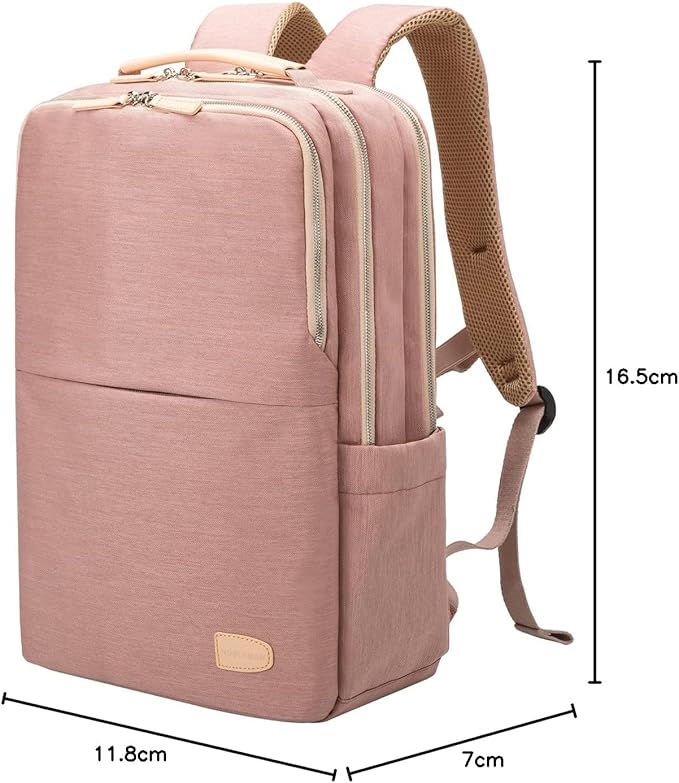 NOBLEMAN Laptop Backpack Women, Travel Work Business Carry on Computer Backpacks with Multi Compartment, Water Resistent 15.6 Inch Laptop Backpack with USB Port for Nurse (Pink Plus