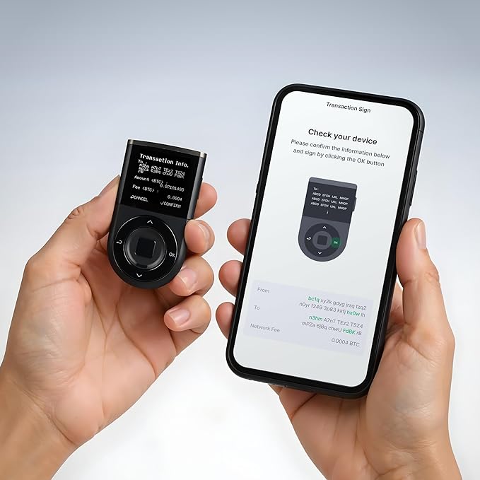 D'CENT Hardware Wallet – Biometric Cold Wallet for Crypto with Fingerprint Authentication | Secure Bluetooth Storage for Bitcoin, Ethereum, XRP, XDC, Solana, Stablecoins & More. (Double unit)