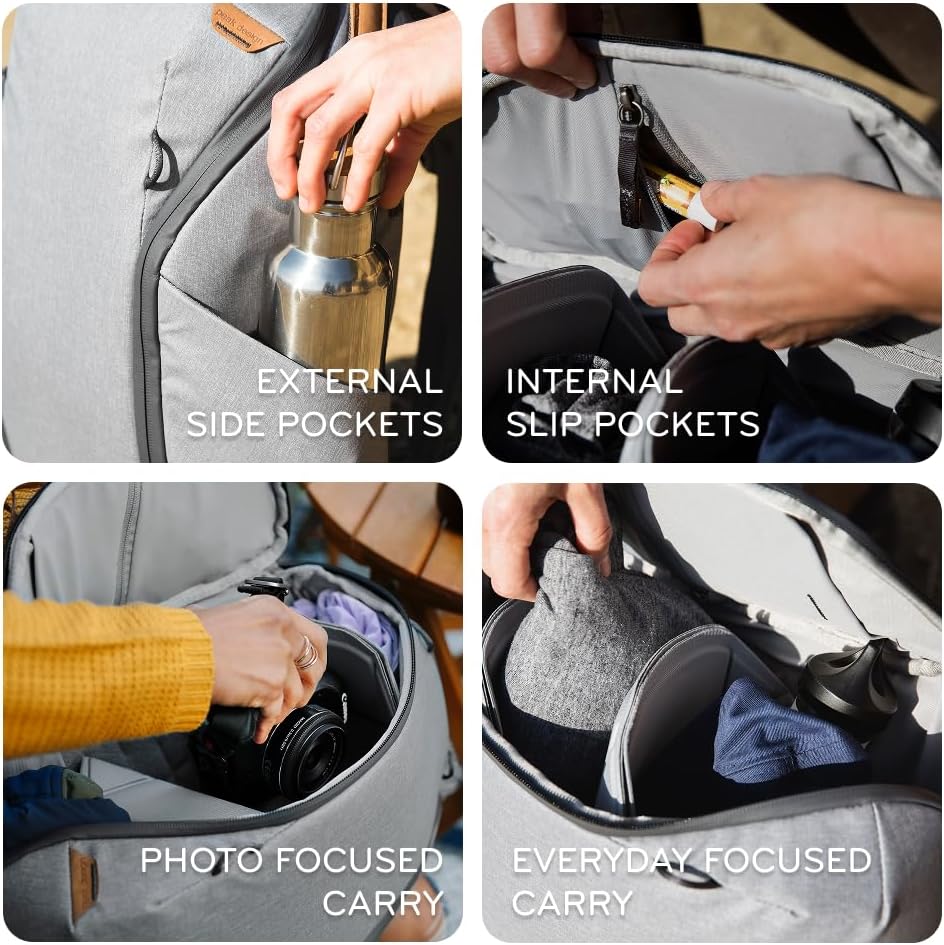 Peak Design Everyday Backpack Zip 20L, Kelp, 270-Degree Zip, Dual Side Pockets, FlexFold Dividers, Fits 15" Laptop, For Camera Carry, Daily Commutes or Travel, Versatile Backpack for Men and Women