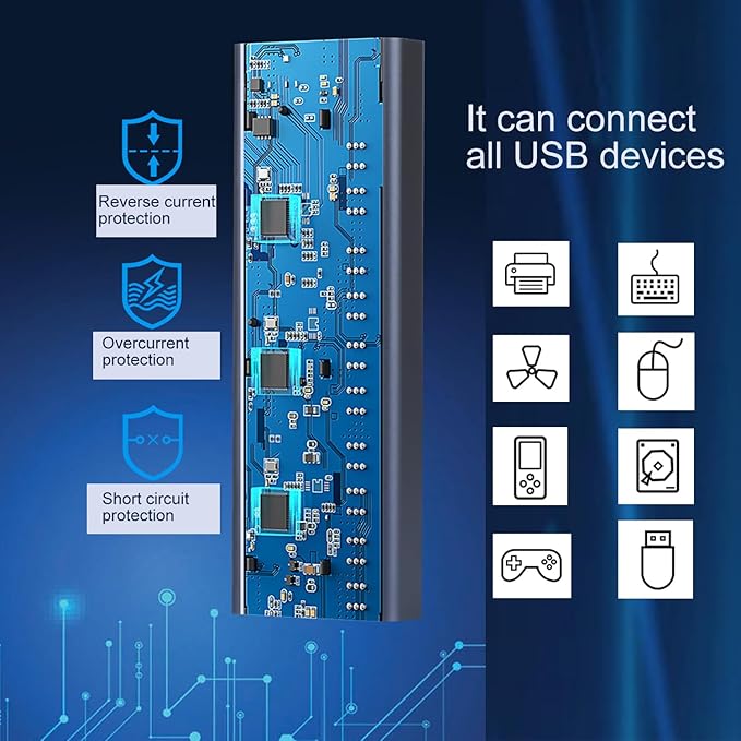 MaxLax Aluminum USB 3.0 hub with Charging Function, Power Adapter,Individual Power swiches (Silver Gray-10 Ports)