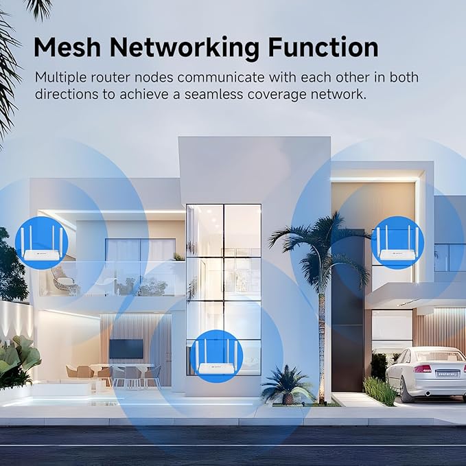 AC1200 WiFi Router Dual Band Wireless Internet Router, Wireless Speed Up to 1.2 Gbps, Gigabit Ethernet Ports, Support Bridge/Repeater Mode, Guest Network, IPV6, EasyMesh, Parental Controls