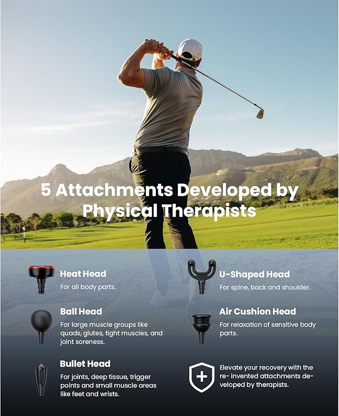 BOB AND BRAD Q2 Plus Mini Massage Gun with Heat, Pocket-Sized Heated Deep Tissue Massager Gun, Portable Percussion Muscle Massager Gun, Ultra Small & Quiet Muscle Massage Gun