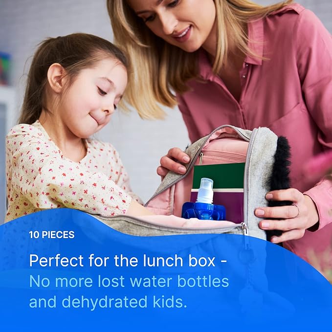 Elite Screens Collapsible Water Bottles - 10-Pack, 16.9 oz, Blue - Foldable & Reusable Water Bottle with Carabiner Strap for Hiking, Camping & Cycling - Long Flight Must-Haves & Theme Park Essentials