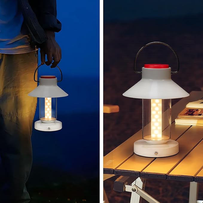 Metal Cordless Table Lamp, Portable LED Rechargeable Lamp, Touch Dimming Battery Powered Small Night Light for Outdoor/Indoor Bedroom, Bar, Coffee Shop, Restaurant, Camping Light - White