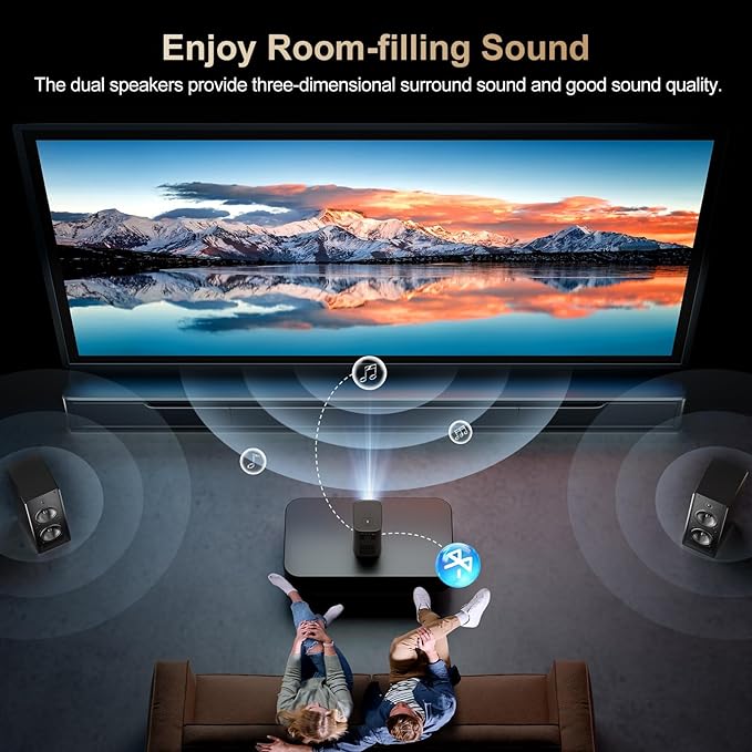 [Electric Focus] Projector with WiFi and Bluetooth, Native 1080P 15,000 Lumens 4K Supported, Agreago Outdoor Movie Projector for Home Theater UP to 300", for iOS/Android/TV Stick/HDMI/USB