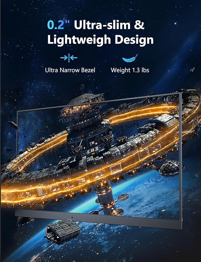 165Hz Portable Gaming Monitor, 16" 1920x1200 500 Nits Laptop Monitor, Second Computer Display with Speakers, Dual Screen Travel Monitor for PC Phone PS5/4 Xbox Switch