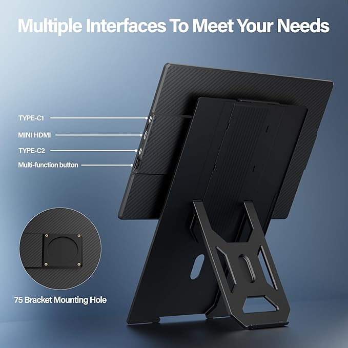 Laptop Screen Extender 16.1", 1920 * 1200 Portable Monitor with Detachable Frameless Display- 360° Rotatable Magnetic Stand, Dual Screen Plug & Play, Extra Monitor for Windows/Mac/Linux/Android