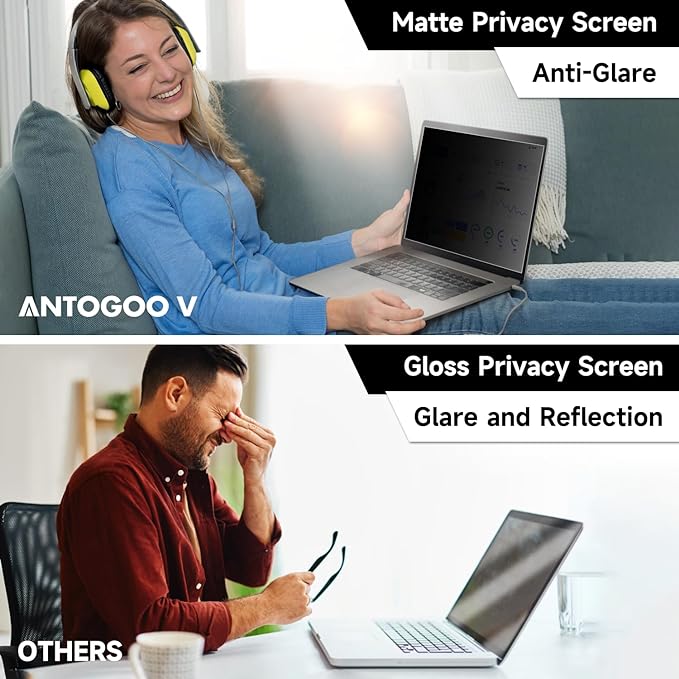 15.6 Inch 1920x1080 Laptop Privacy Screen Filter, Anti Blue Light Glare & Anti Scratch Computer Privacy Shield for 15.6" with 16:9 Aspect Ratio Laptop