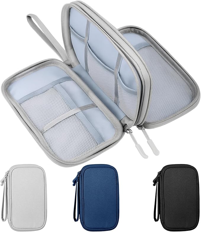 Sadnyy 3 Pcs Cable Organizer Travel in, Travel Electronic Pouch Double Layers Storage Bag for Data Cord Portable Waterproof Integrated Storage Bag