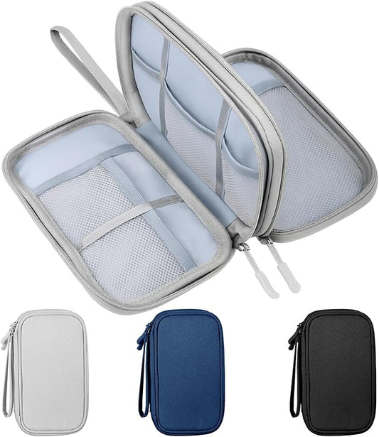 Sadnyy 3 Pcs Cable Organizer Travel in, Travel Electronic Pouch Double Layers Storage Bag for Data Cord Portable Waterproof Integrated Storage Bag