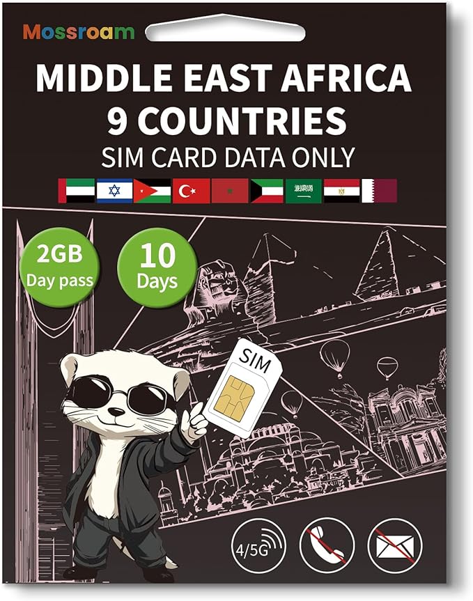 3-in-1 SIM Card for 9 Countries in The Middle East and Africa– Prepaid Data Plans | Daily 2GB,10 Days | Unlimited 4/5G Speed Internet
