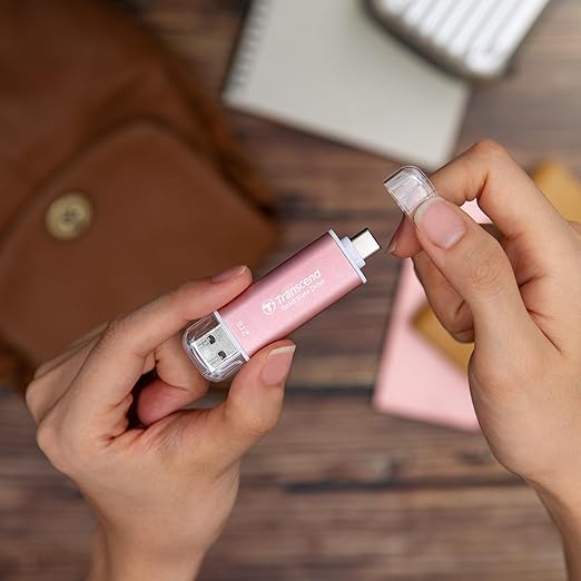 Transcend 1TB External SSD, Up to 1,050MB/s, Dual USB Flash Drive for iPhone17,16,15/ Pixel/Android Phones/Tesla/iPad/Mac/Steam Deck/ROG Ally/MSI Claw/PS5, 2-in-1 Type C&A, USB 3.2 Gen2 Portable SSD