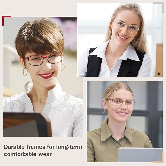 AQWANO Unbreakable Reading Glasses for Women 3 Pack - TR90 Flexible Lightweight Computer Readers (2.75) Blue Light Blocking, Comfortable Clear Frame, Cute & Stylish Designer Eyeglasses