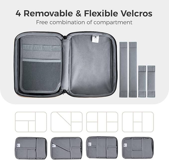 pack all Electronic Organizer Plus, Larger Capcity Cable Organizer Bag, Shockproof Carrying Case, Portable Cord Travel Organizer Storage Bag for Cables, Chargers, Phones, USB, SD Cards(Beige)