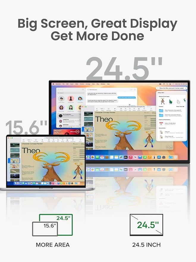Portable Monitor Touchscreen 24.5”, 2K 165HZ Gaming Touch Monitor with FreeSync, 0.1ms, 180° Adjustable Kickstand & VESA, USB-C & HDMI, 400Nits IPS Large Travel Second Screen for Laptop, Game Console