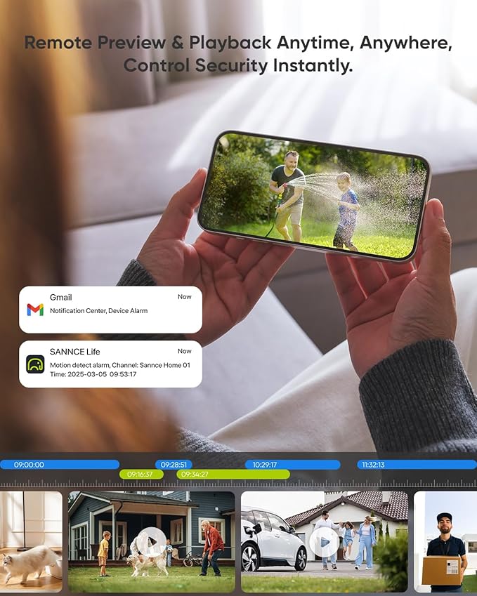 SANNCE 5MP PoE Security System, 8CH 6MP Surveillance NVR with 4PCS 5MP HD Weatherproof Bullet Cameras with H.265 Video Compression, Smart IR LED, APP Push Alert, Remote Access (NO HDD)