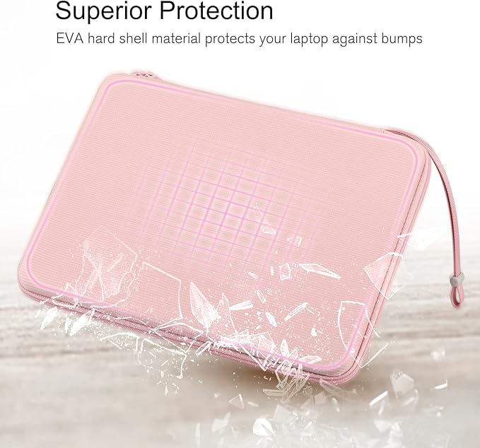 FINPAC 15.6-inch Hard Laptop Sleeve Case Compatible with 15.6 Inch Acer Aspire, Shockproof Computer Carrying Case for HP Dell Razer Samsung Laptop Chromebook, Pink