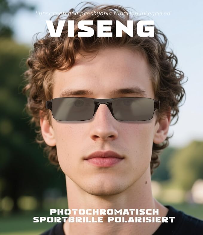 Viseng 3-in-1 Blue Light Reading Glasses & Sunglasses - Ultra-Light Rimless Readers for Men/Women, HD Vision Indoor/Outdoor + UV400 Protection (Frameless Design)+2.0