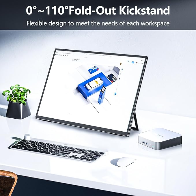 4K Large Portable Monitor 24” UHD 3840 * 2160 120% sRGB IPS Dual Speaker USB-C HDMI Extend Second Screen Display VESA Kickstand for Mac External PC Laptop Phone PS4/PS5