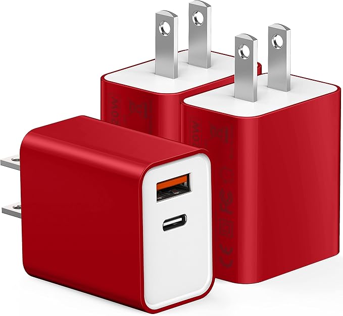 USB C Wall Charging Block, [3Pack] Multiport Fast Charge Power Brick Cube for iPhone, iPad, iPod, Samsung Galaxy, Motorola, Moto, PS5, Huawei, HTC, LG, Nokia, 20W PD Quick Charge USBC Box Wall Plug