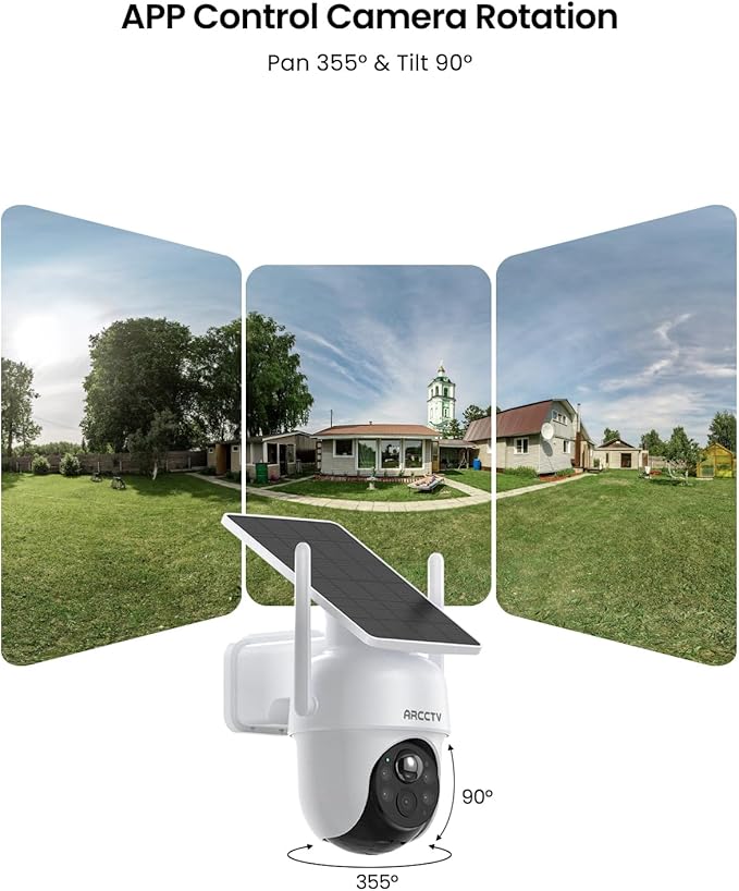 Security Cameras Wireless Outdoor, 4 Cam-Kit, 4MP Solar Security Camera Wireless System with 360° Pan & Tilt, HD Color Night Vision, Motion Detection, 64GB Memory Card, No Monthly Fee