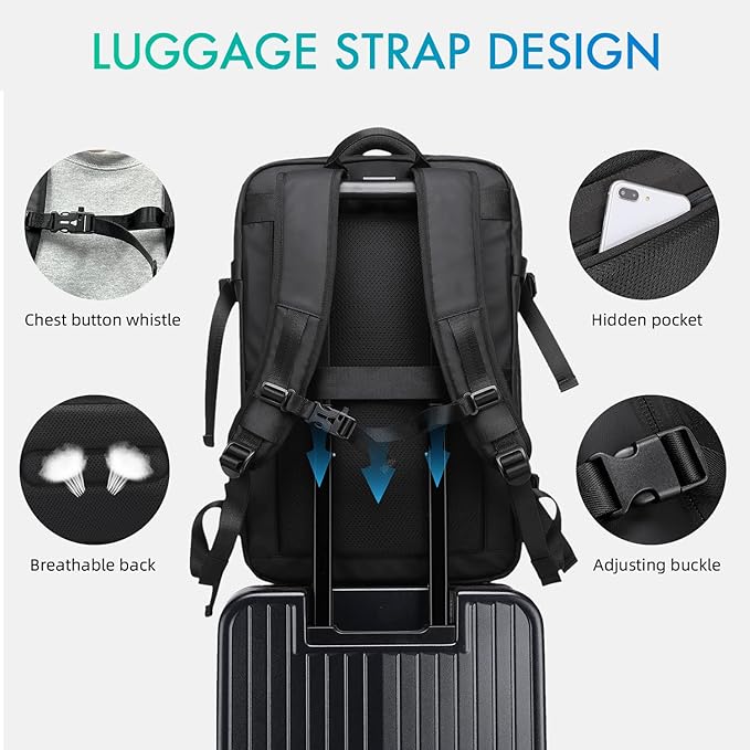 Travel Backpack for Men, Fits 17.3 inch Laptop Daypack, Water resistant Business Casual Carry on Backpacks Flight approved for Women & Men