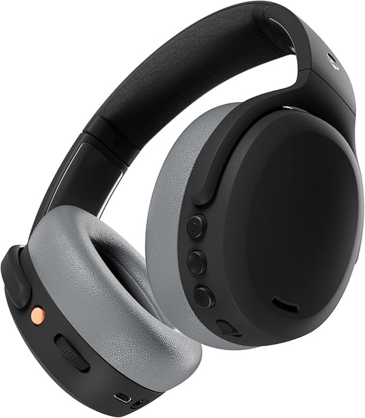 Skullcandy Crusher ANC 2 Wireless Over-Ear Bluetooth Headphones with Multi-Sensory Bass, Active Noise Cancelling, Up to 60 Hours Battery, Microphone for iPhone Android - Black/Asphalt
