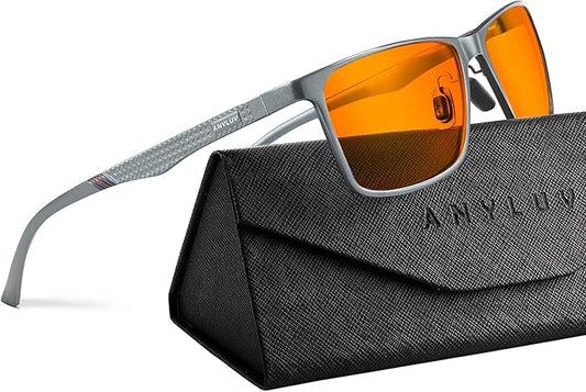 ANYLUV Blue Light Glasses Men, Relieve Eyestrain and Eye Protection, Al-Mg Metal Computer Blue Light Blocking Glasses