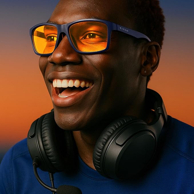 Titan Gaming Glasses, Anti Blue Light Glasses Men, UV400 Protection Blue Light Blocking Glasses for Computer Eye Strain