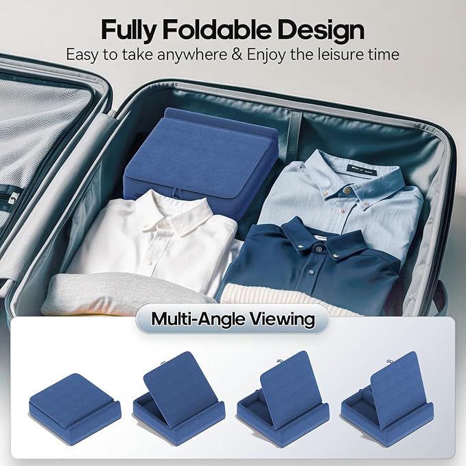 KDD Tablet Pillow Stand with Storage, Foldable iPad Holder for Lap, Desk and Bed, Angle Adjustable Soft Pad Dock with Stylus Mount Compatible with iPad Pro, Air, mini, Book, Phone and Tablet (4-13")