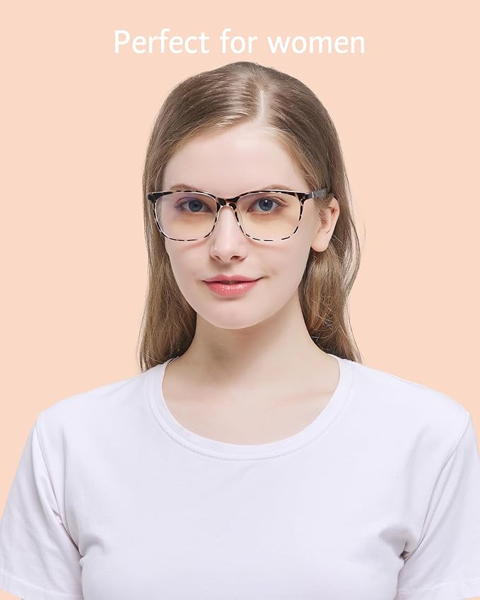 ANRRI Blue Light Glasses Men Women Leopard Blue Light Blocking Computer Glasses Anti Eyestrain Lightweight UV Filter Lens Eyeglasses Frame