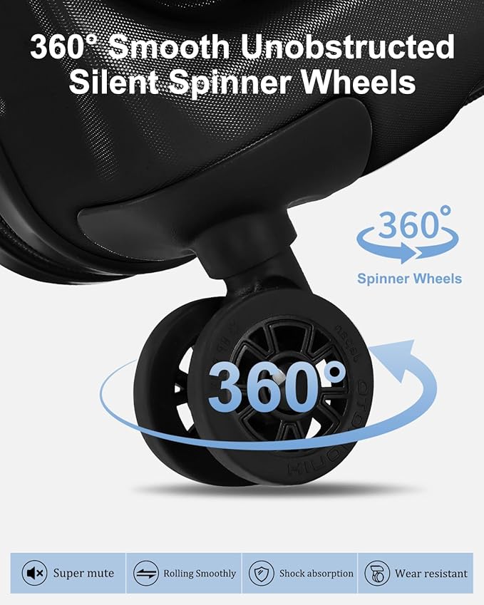 Expandable Checked Luggage, 28 Inch Luggage with Spinner Wheels, Lightweight ABS+PC Hard Shell Large Suitcase with Top Opening, TSA Lock (Black, 1PC)