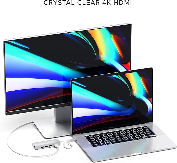 Satechi 8 in 1 USB C Hub Multiport Adapter V2, 4K HDMI, 115W USB C PD Charging, 3 USB-A, Ethernet, Micro/SD Card Readers, for Laptop, MacBook Air/Pro M4, iPad, Windows - Silver